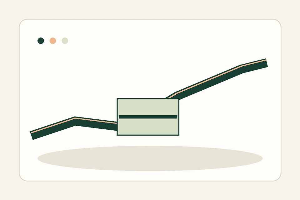 Two paper paths meet at a small forest-green table with a clear opening between them.