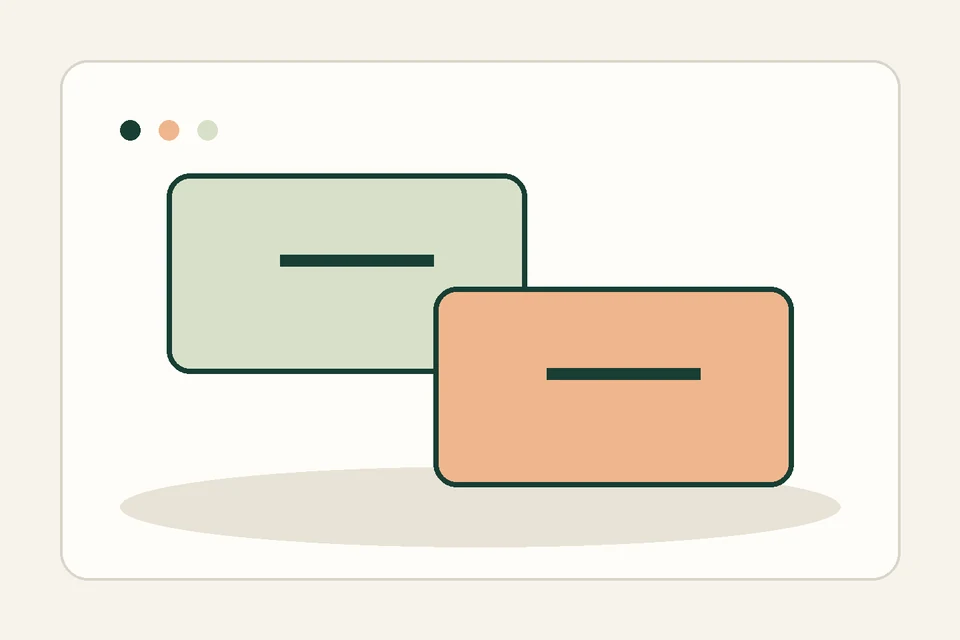 Two paper speech paths approach a shared green bridge with a small waiting mark between turns.