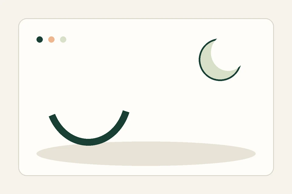 A warm paper sun folds toward a dark green bedside path with one open page waiting.